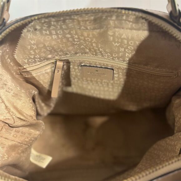 Kate Spade New York Taupe Leather Satchel Handbag Buckle Flap Top Handle Medium - Picture 8 of 8